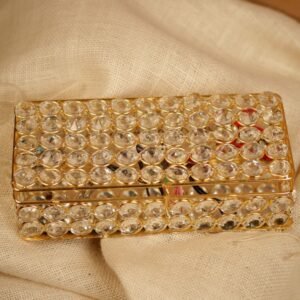 Rectangular Gold Brass and Crystal Trinket Box | Luxury Vanity Decor