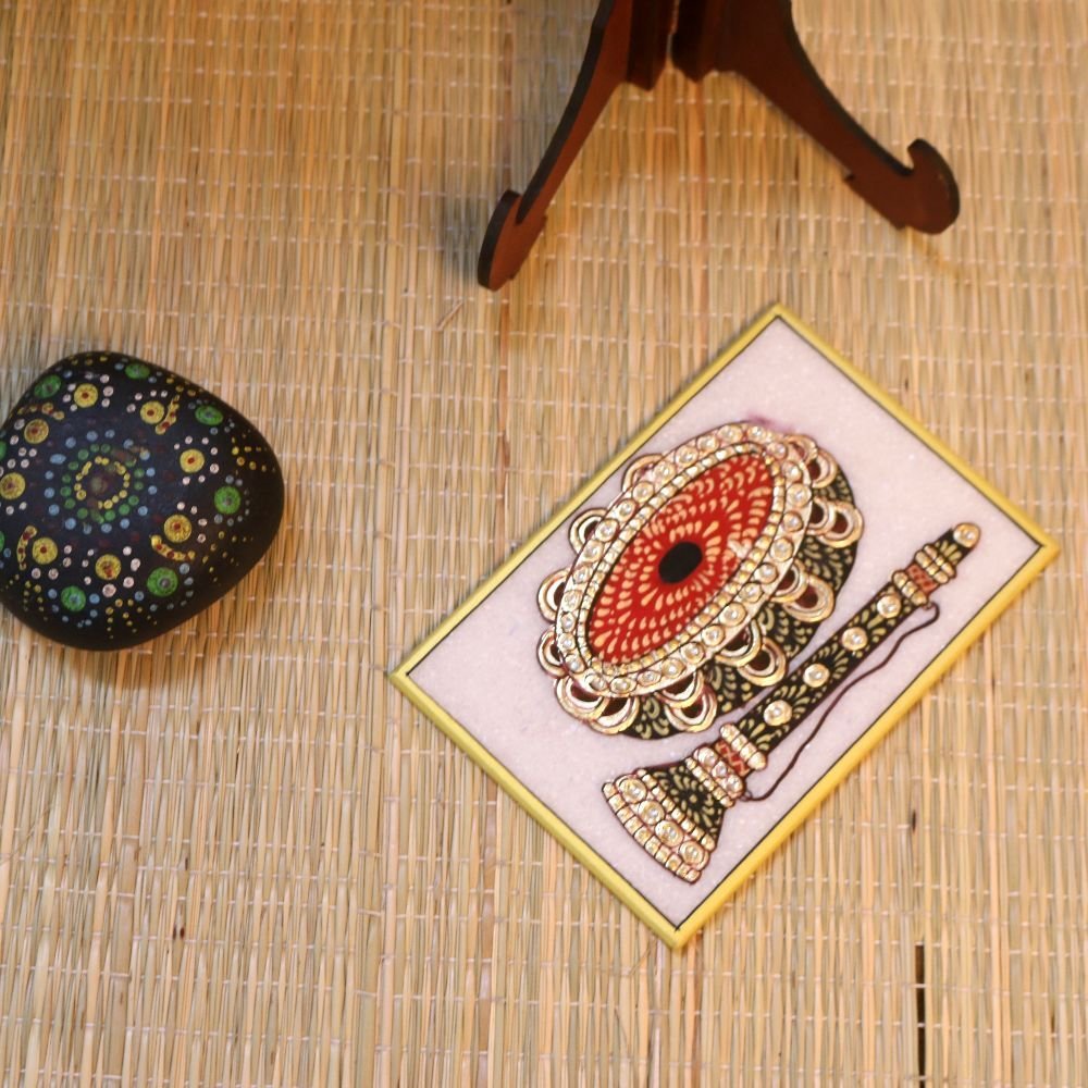 Marble Tabletop Decoration with Musical Instrument - Image 3