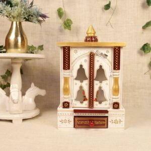 Hand-Painted Wooden Temple / Mandir (12 Inch) | Tabletop Prayer Unit & Auspicious Gift