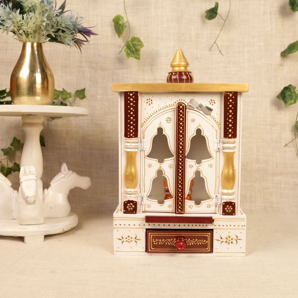 Hand-Painted Wooden Temple / Mandir (12 Inch) | Tabletop Prayer Unit & Auspicious Gift - Image 2