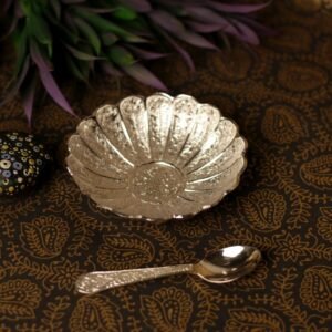 Silver-Plated Serving Bowl with Spoon