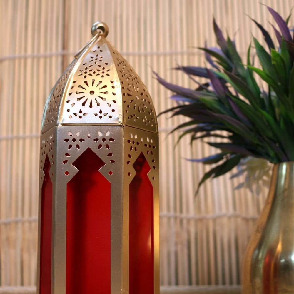 Elegant Moroccan Lantern Red Glass - Decorative Candle Holder || Diwali Decor || Home Decor - Image 2