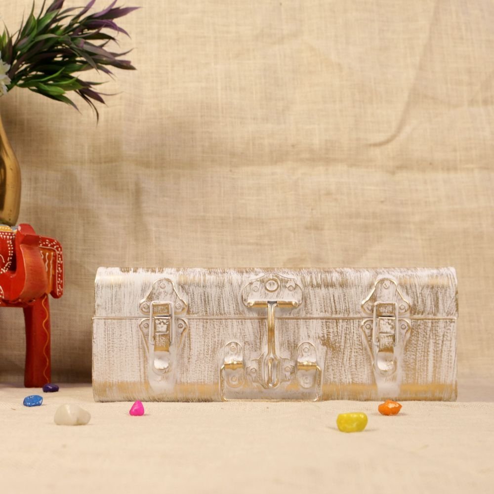 Vintage-Style Metal Storage Trunk - Image 3