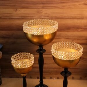 Iron Crystal Bowl Stand Set Of 3