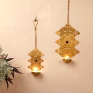 Wall Hanging Candle Holder || Hanging Tea Light Candle Holder – Golden Wall & Ceiling Décor