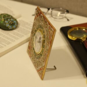 Marble Table Clock with Intricate Designs