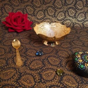 Gold-Plated Serving Bowl with Spoon