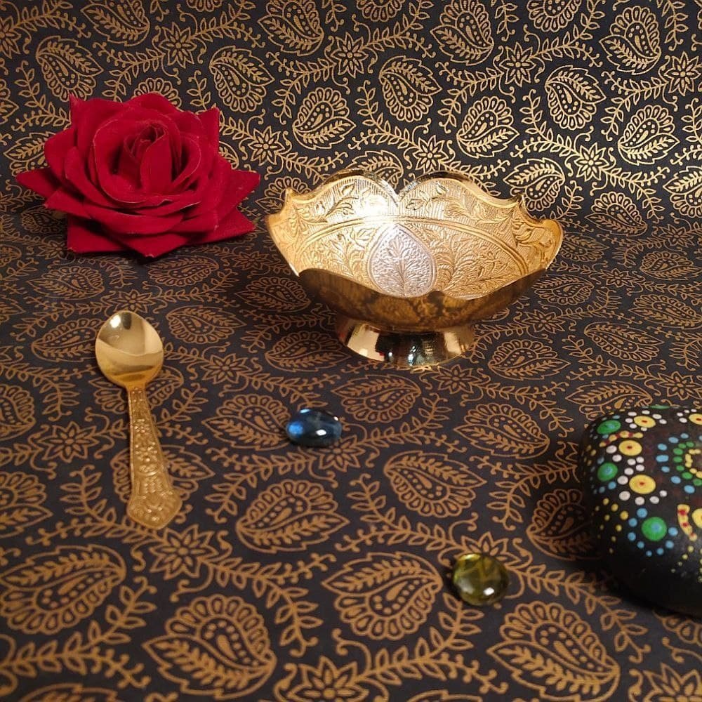 Gold-Plated Serving Bowl with Spoon - Image 2