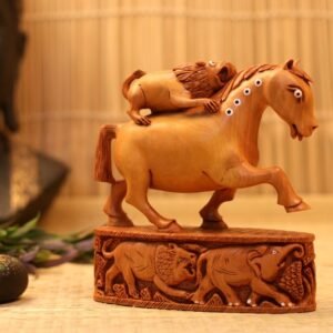 Wooden Horse and Lion Statue