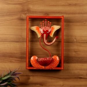 Hand-Painted Metal Ganesha Wall Hanging Diya | Auspicious Art and Lighting | Diwali Decor and Gift