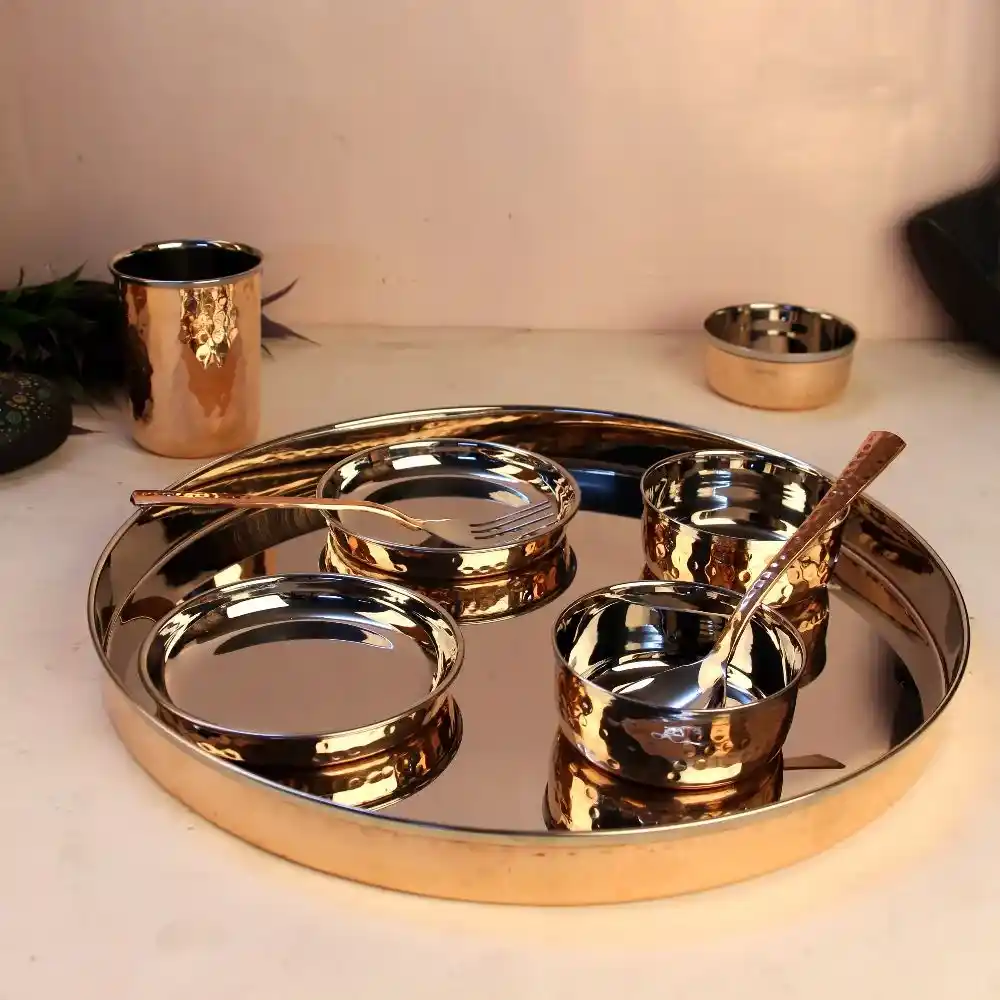 Copper Thali Set Of 9 - Image 3
