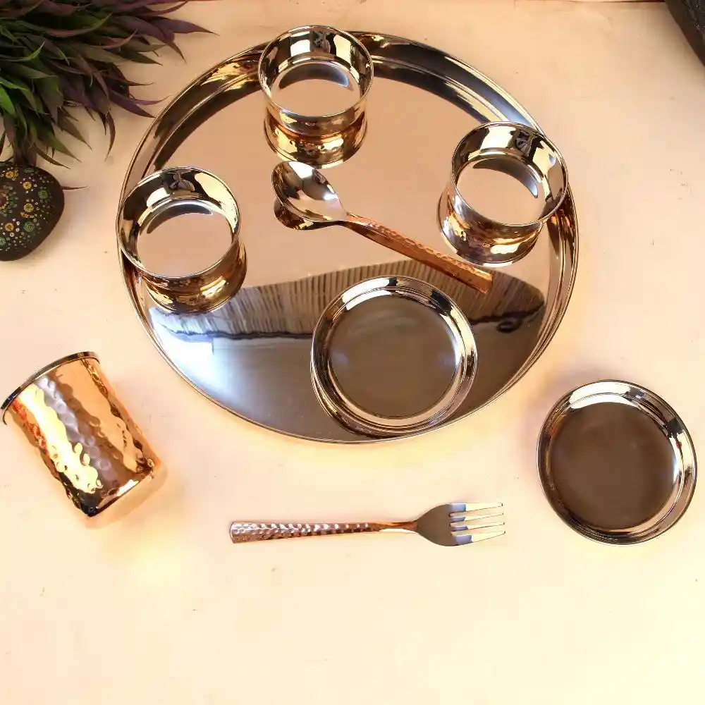 Copper Thali Set Of 9 - Image 4
