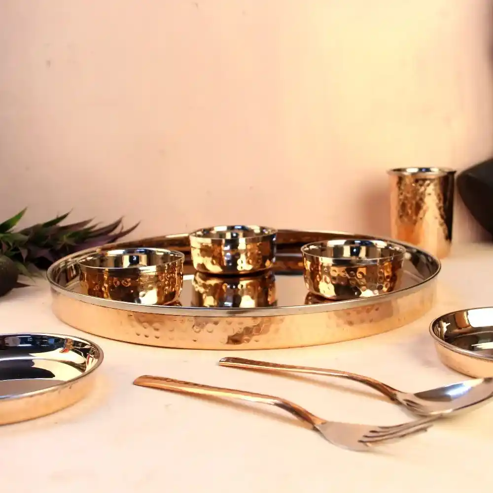 Copper Thali Set Of 9 - Image 2