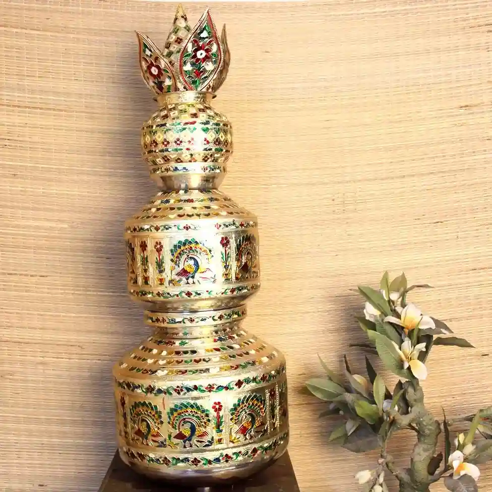 Meenakari Steel Kalash Set Of 3 - Image 2