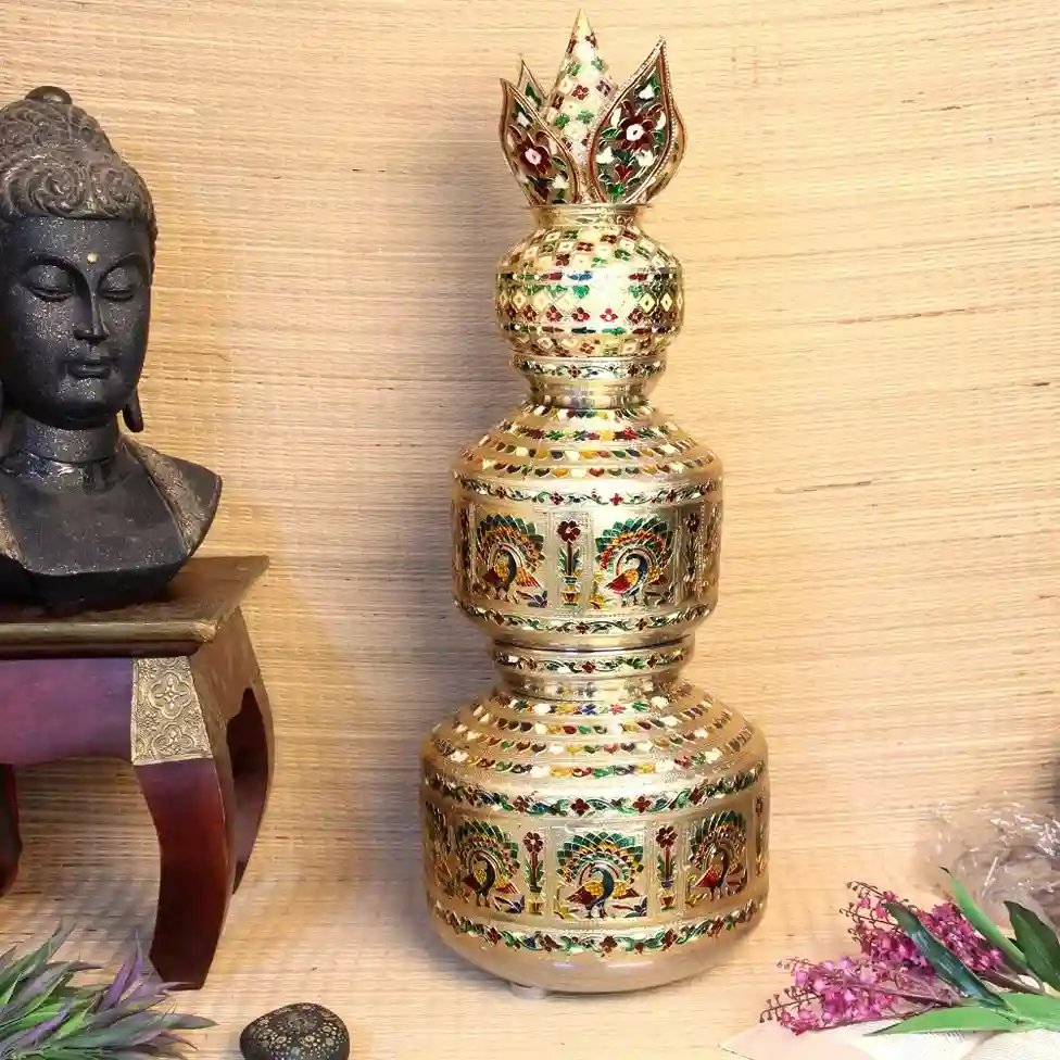 Meenakari Steel Kalash Set Of 3