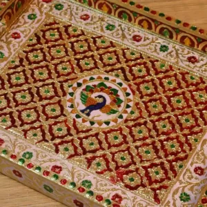 WOODEN MEENAKARI TRAY SINGLE BIG