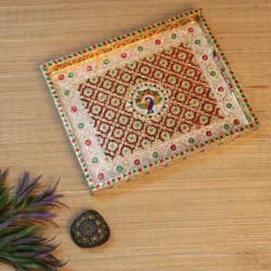 WOODEN MEENAKARI TRAY SINGLE BIG