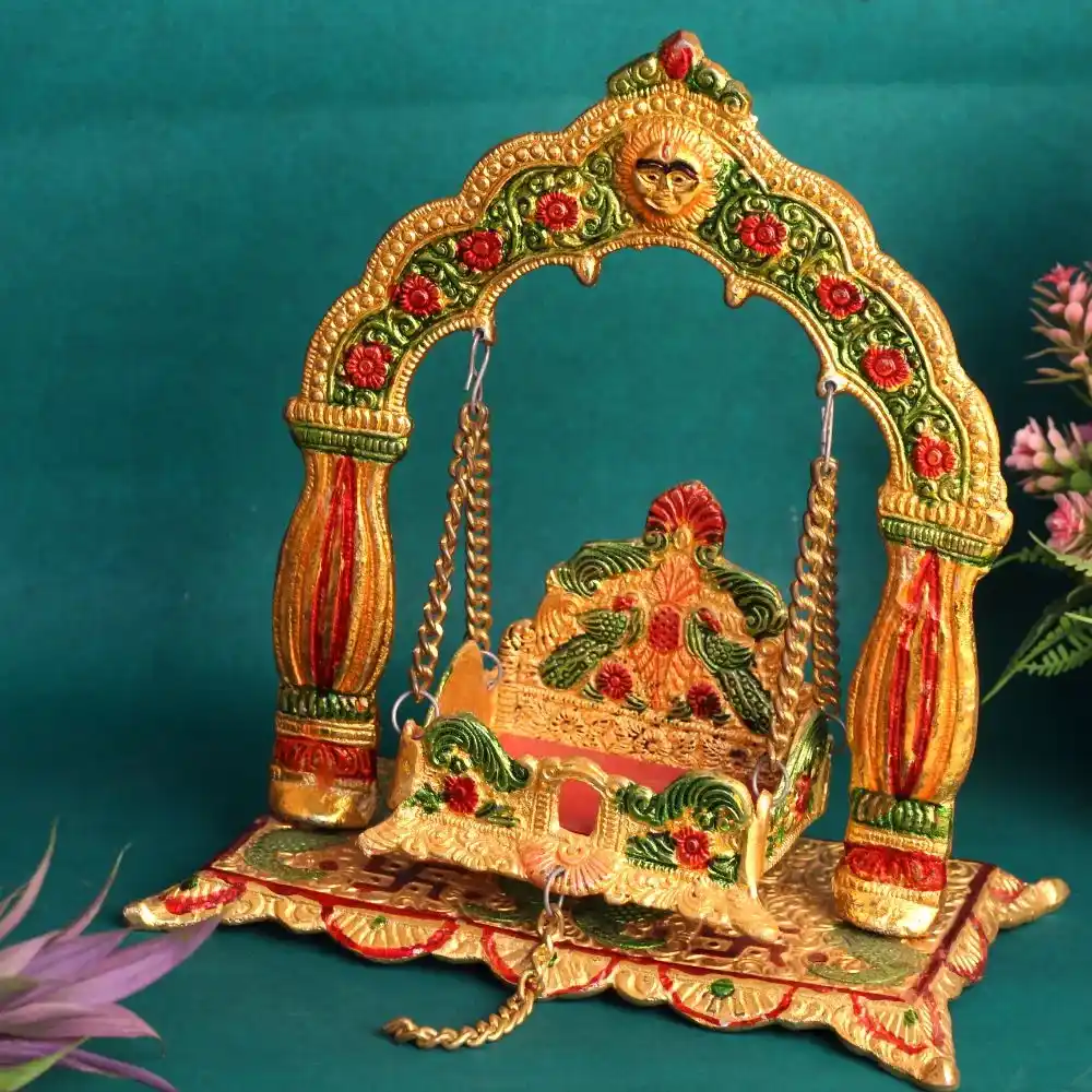Metal Golden Laddu Gopal Jhula - Image 3
