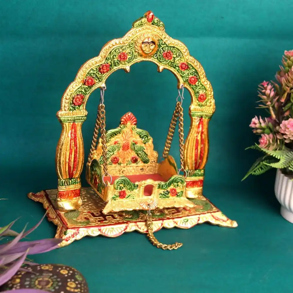 Metal Golden Laddu Gopal Jhula - Image 2
