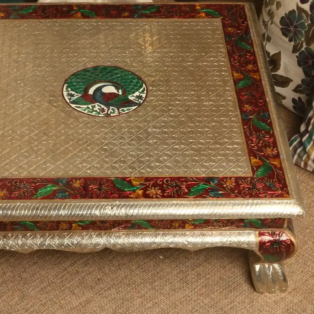 SILVER EMBOSE CHOWKI 21X21 - Image 3