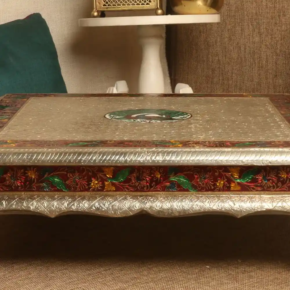 SILVER EMBOSE CHOWKI 21X21 - Image 2
