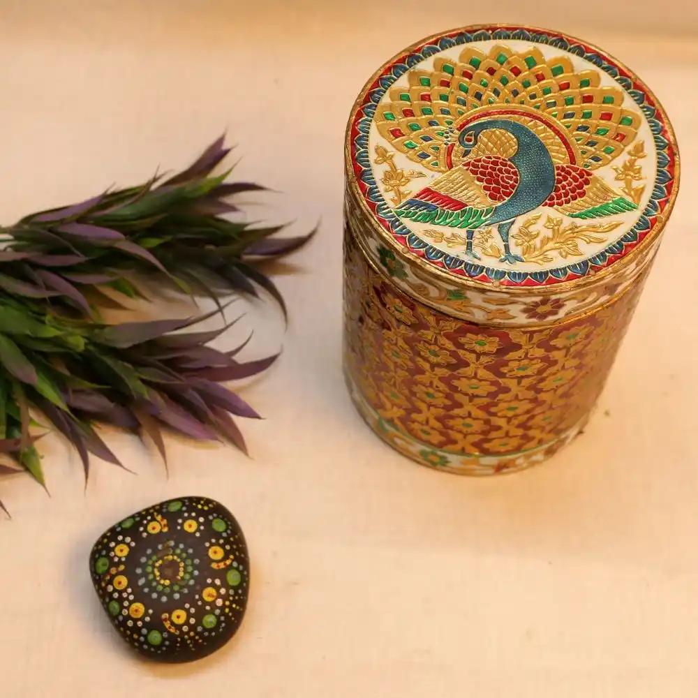 SILVER MEENAKARI DABBA - Image 2