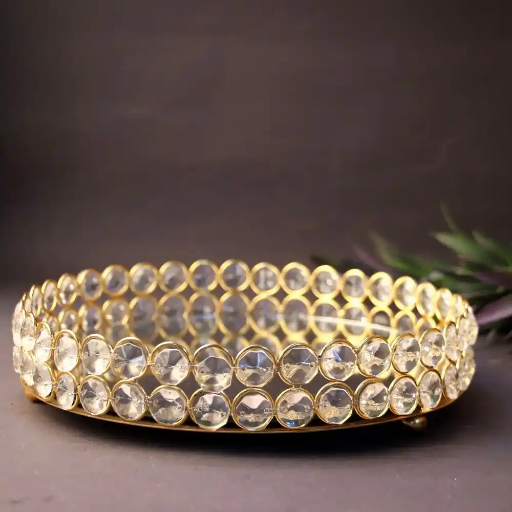 Silver Crystal Round Tray - Image 2