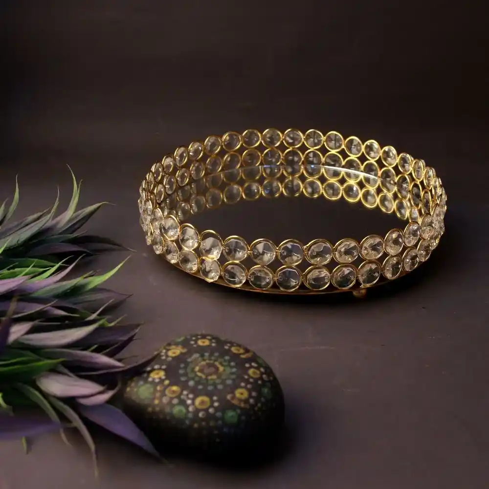 Silver Crystal Round Tray - Image 3
