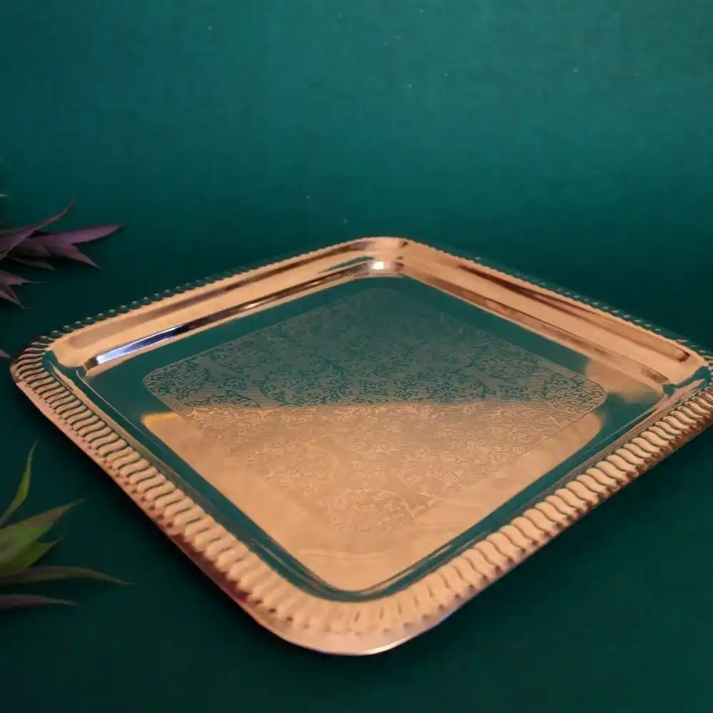 Silver Retangle Tray 11x11 - Image 2