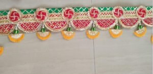 Festive Door Toran with Swastika Motifs
