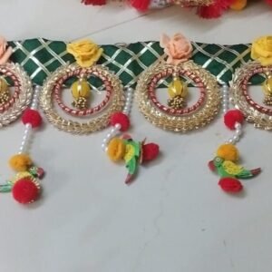 Festive Door Toran with Parrots and Flowers