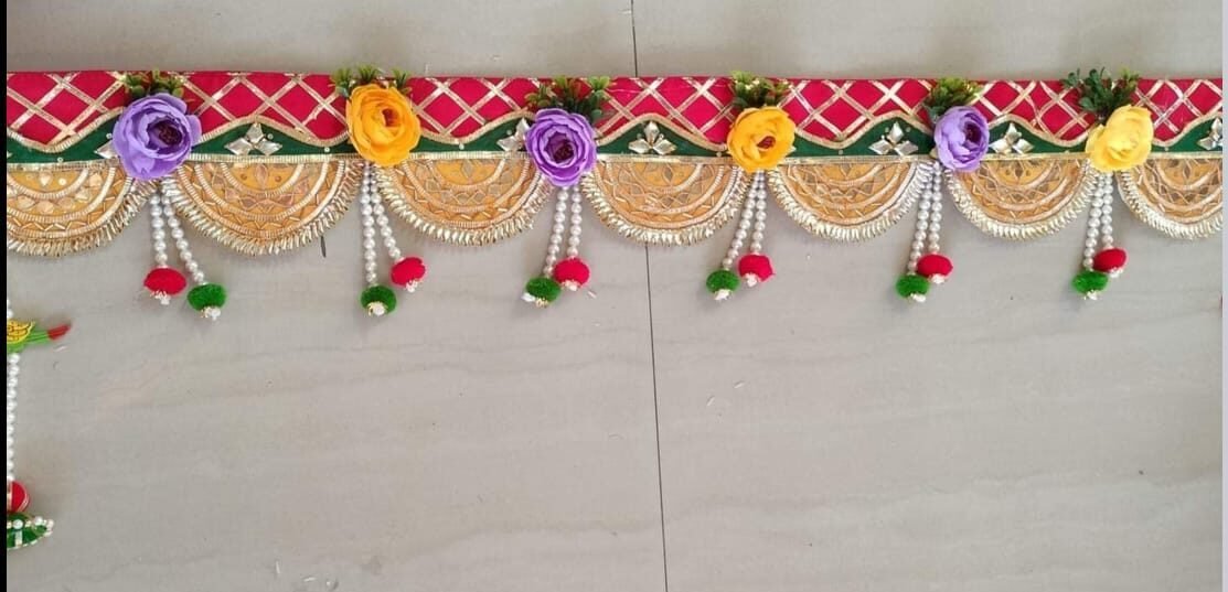 Festive Door Toran with Flowers and Beads