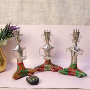 Set of 3 Handcrafted Iron Musician Statues | Rajasthani Folk Art & Home Decor Accent