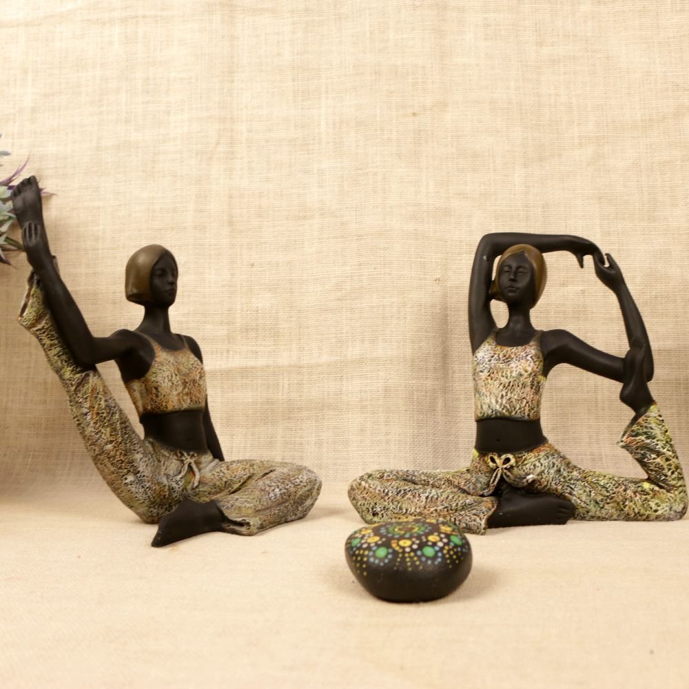 Set of 3 Yoga Figurines - 11.5 ′′ Resin Sculptures for Wellness and Home Decor - Image 2