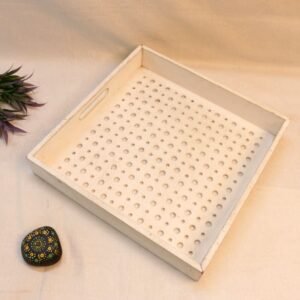 White Wooden Tray with Perforated Design