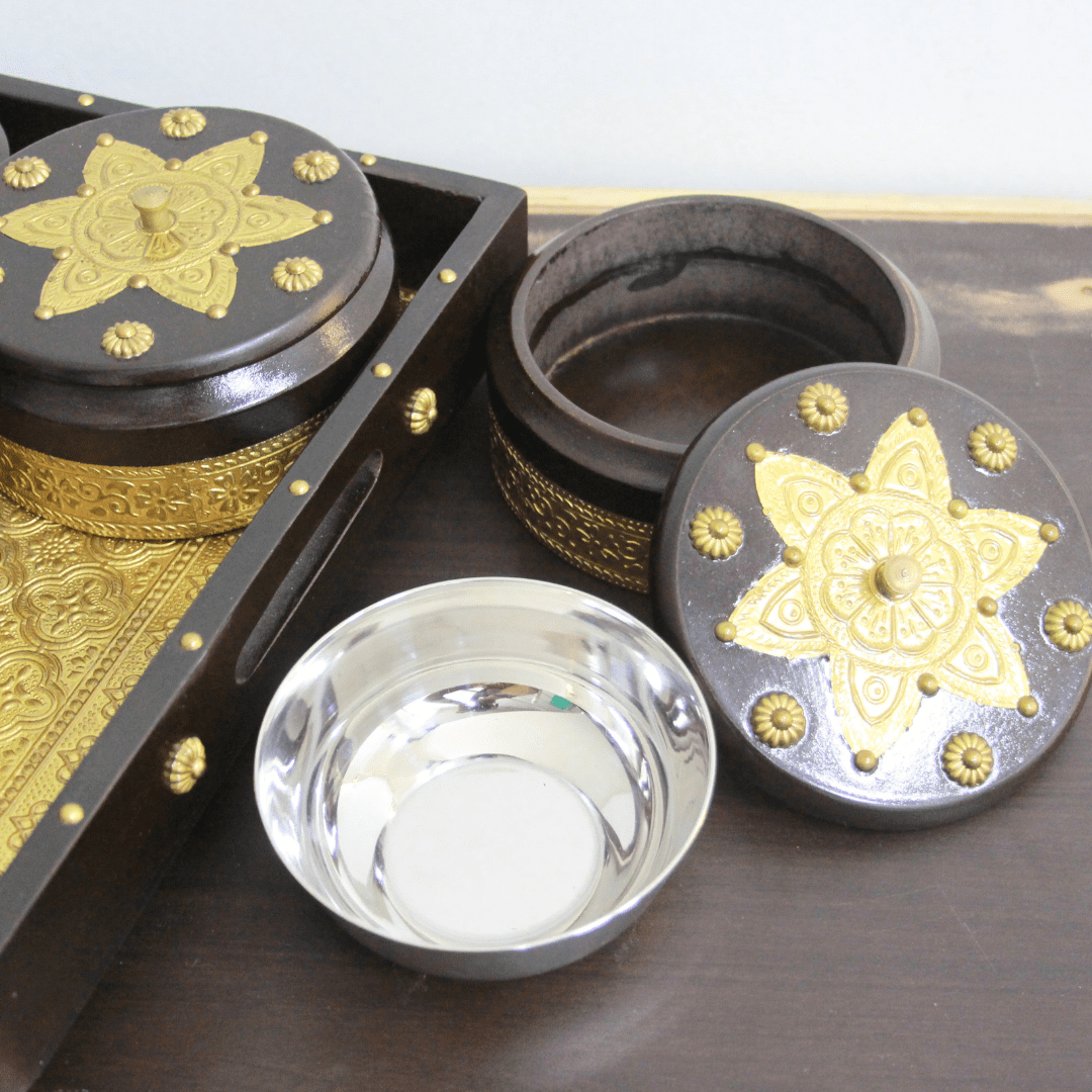 Brass 4 Bowl Dryfruit Box Big - Image 5