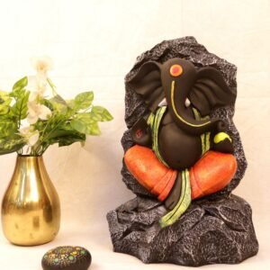Unique Meditating Ganesha Idol on Rock Base for Home Temple, Diwali & Corporate Gifts