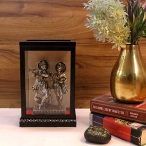 Metal Radha Krishna Framed Idol | Premium Home Temple God Idols & Religious Gift