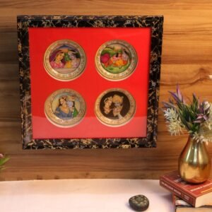 Framed Four Miniature Painting Wall Hanging (20×20) | Ethnic Home Decor & Diwali Gifts