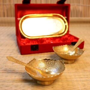 German Silver Plated Dry Fruit/Pooja Set with Box | 8×4 Tray & 2 Bowls