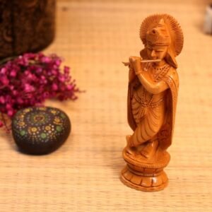 Wooden Krishna With Basuri 8 INCH