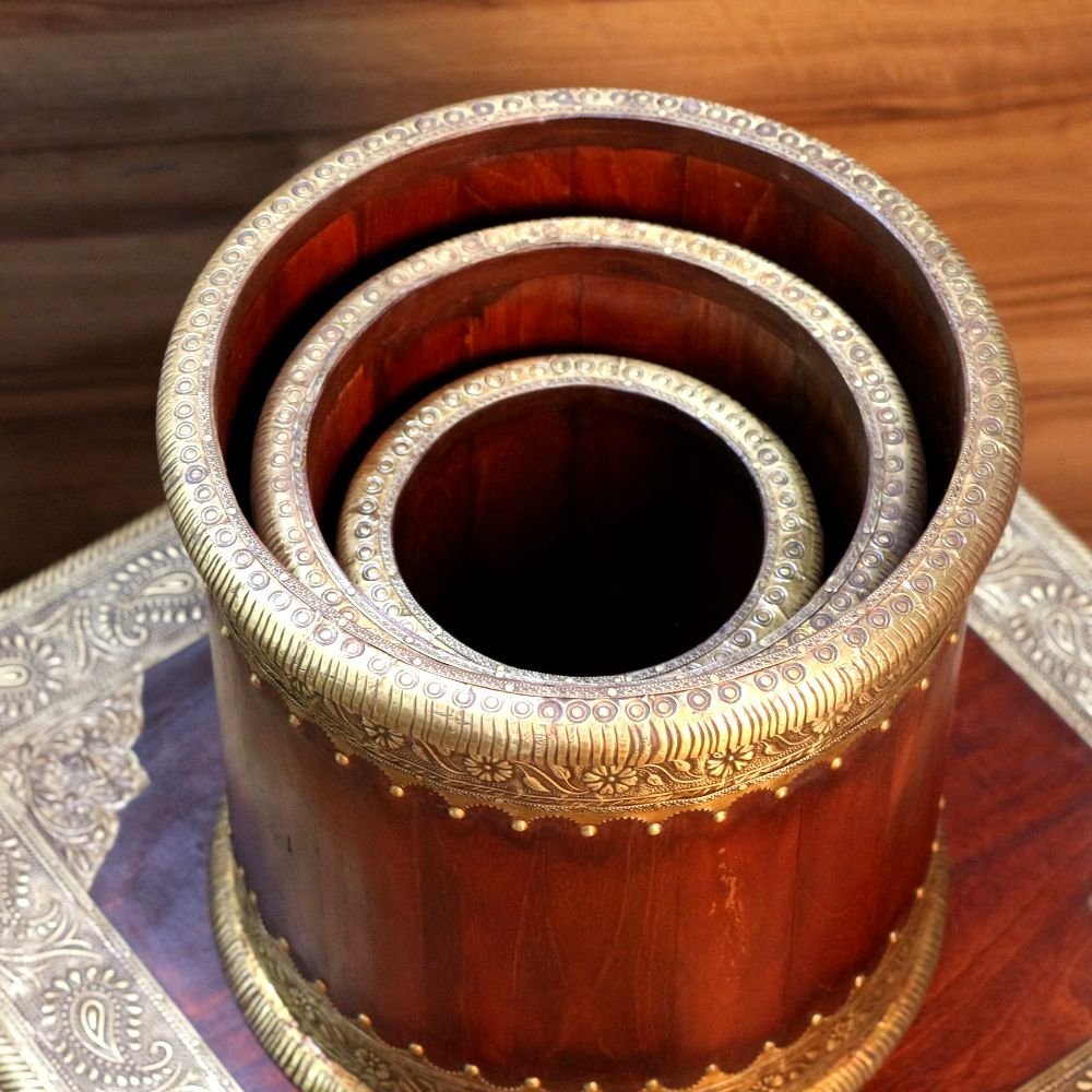 Wooden Round Planter Set Of 3 - Image 4