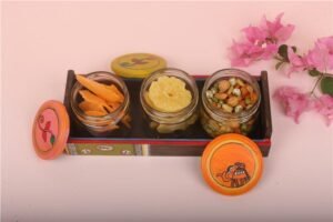 Handpainted Wooden Dry Fruit Tray with Jars