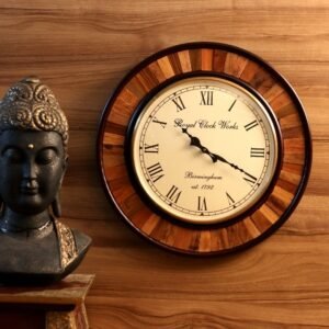 Wooden Wall Clock with Intricate Design
