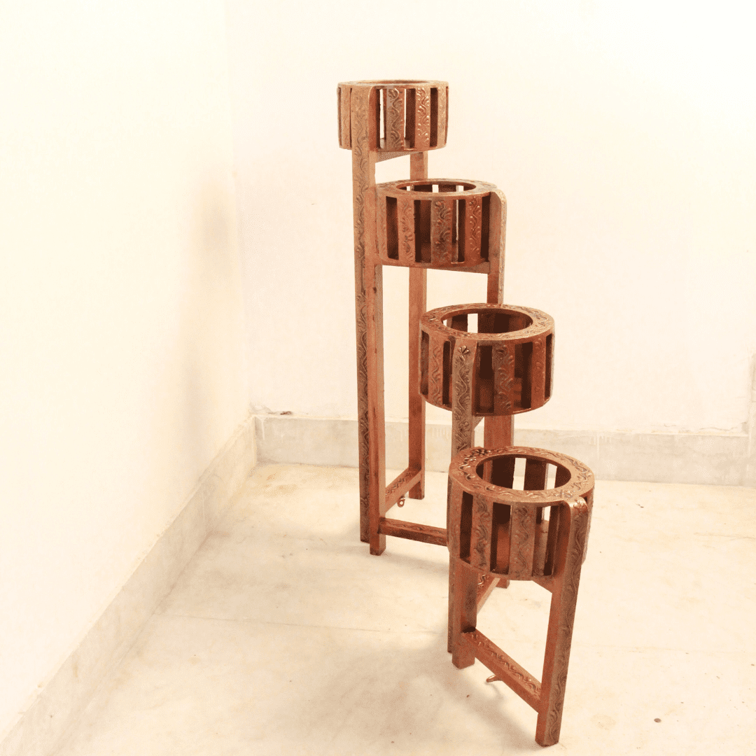 Painted Folding Flower Pot Round Stand - Image 5