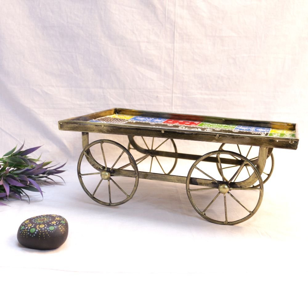 Colorful Metal Cart with Wheels - Image 2