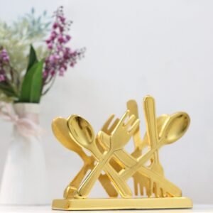 Aluminium Spoon Fork Napkin Holder Golden