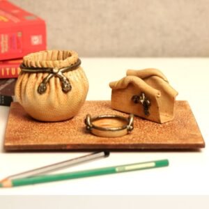 Piece Wooden Desk Organizer Set with Leatherette Finish | Premium Office & Home Decor