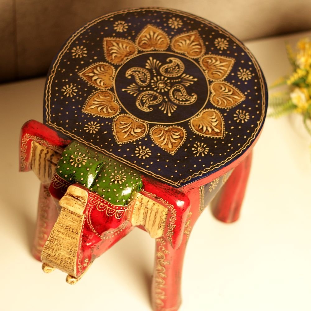 Handcrafted Wooden Elephant Stool - Image 2