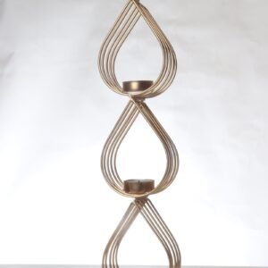 Modern Golden Tea Light Candelabra – 16 ′′ Iron Loop Candle Holder